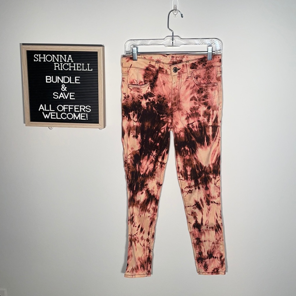 Custom Bleached American Eagle Hi-Rise Super Super Stretch Jeggings Size 4 Short